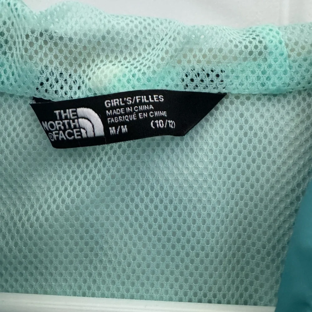 North Face Jacket Girls Medium 10/12 Teal Aqua DryVent Hooded Waterproof Outdoor - Picture 2 of 4